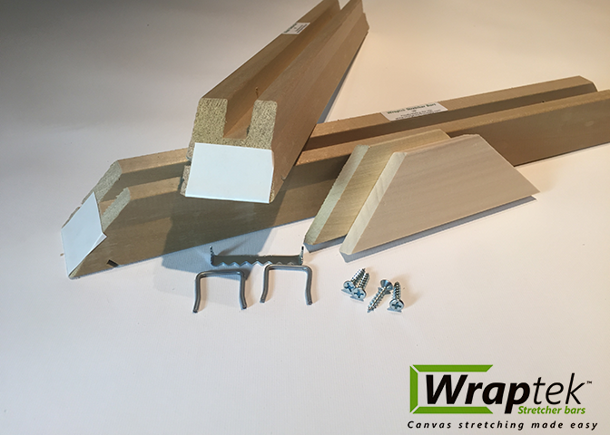 8" WrapTek heavy duty 1-¾ inch deep stretcher bars 2 pak with double-sided tape