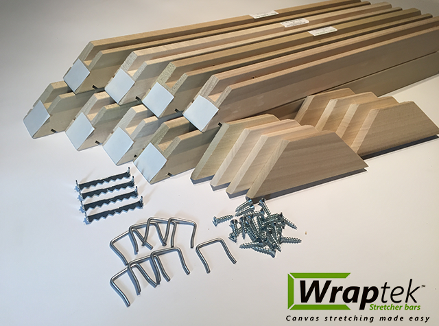 8" WrapTek standard duty 1-½ inch deep stretcher bars 8 pak with double-sided tape
